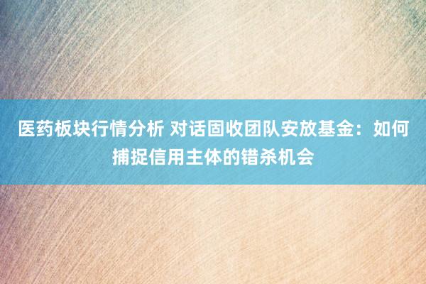 医药板块行情分析 对话固收团队安放基金：如何捕捉信用主体的错杀机会